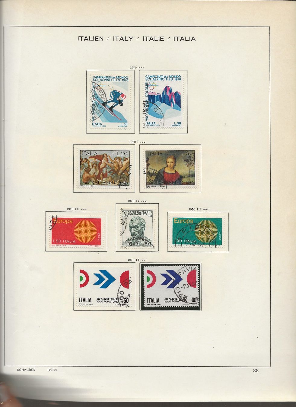 Alle Briefmarken: Marken Italien 1969 bis 1972 – Gebraucht aus Au ZH von xelagreb01 2