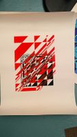 Schöne originale abstrakte Serigrafie unsigniert