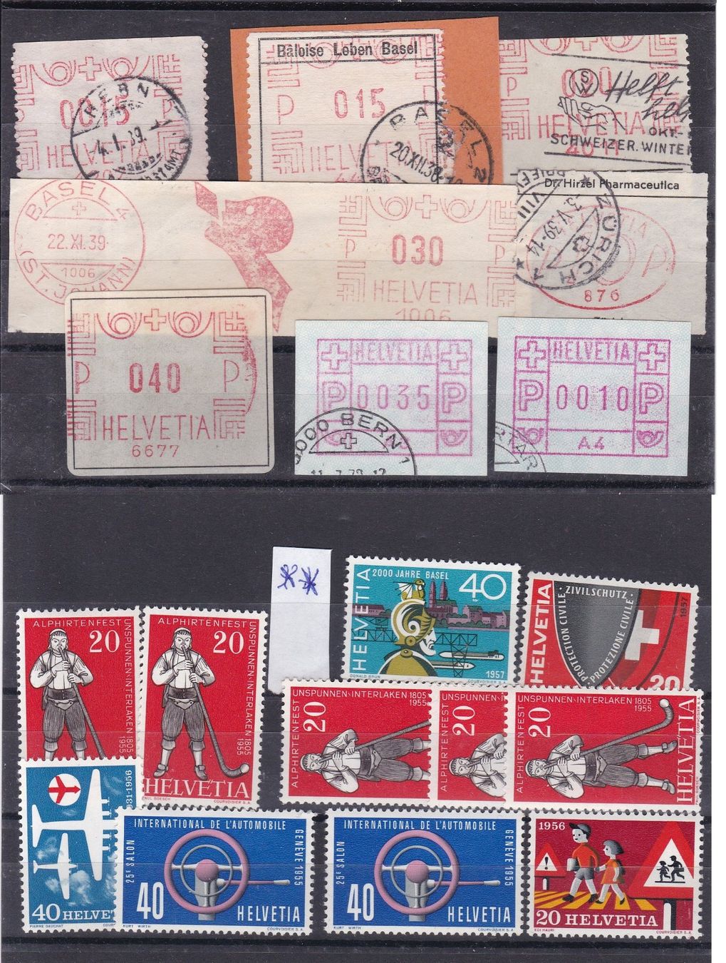 Alle Briefmarken: 12 Stk. CH Briefmarken-Steckkarten, bunt gemischt – Gebraucht aus Münchwilen AG von Nesar 2
