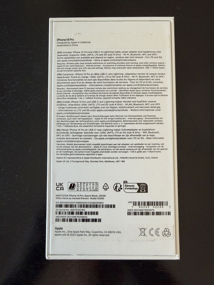 Apple Telefoni cellulari / Smartphones: iPhone 14 Pro 256GB Space Black – Usato da Zürich venduto da Intouchables 5