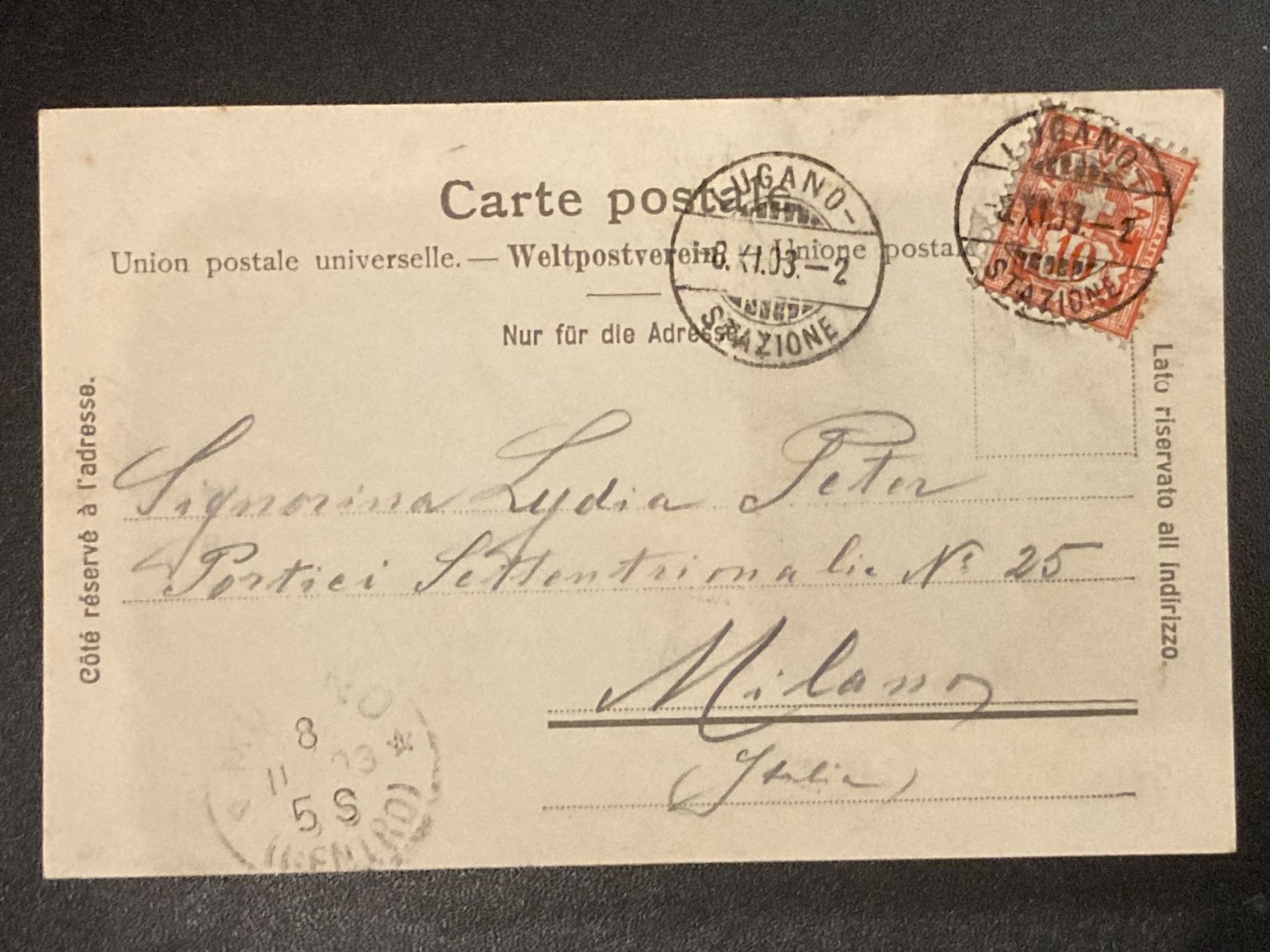 Cartoline postali: 1903 LUGANO Quai e Monte San Salvatore – Usato da Buchrain venduto da Blochha 1