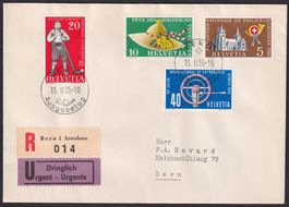 1955, Nr.320-323 fehlerfrei auf FDC "an BOVARD", Kat: 80.-+
