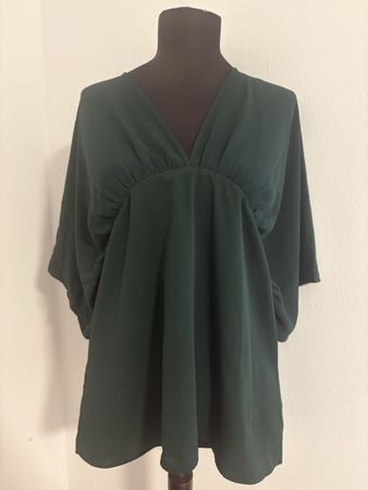 Damen Bluse Dunkelgrün Fledermausärmel Grösse L neuwertig
