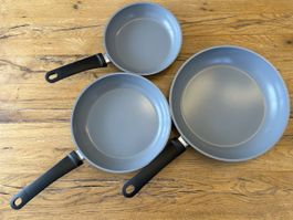 Kuhn Rikon Bratpfannen-Set 3-teilig Easy Ceramic grau