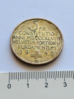 Silber Münze 15 Gramm 5.- vorzüglich Schweiz 1948