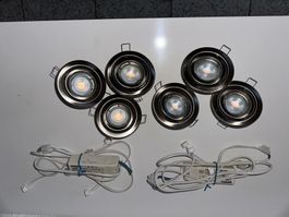 LED Einbauspots  Chromstahl gebürstet 6 Stück