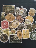 Lot d. autocollants vintage poison halloween 