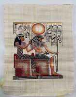 Original Ägyptischer weiße Papyrus Handgemalt Isis mit Sohn