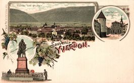 Souvenir d'Yverdon. Place Pestalozzi et l'église