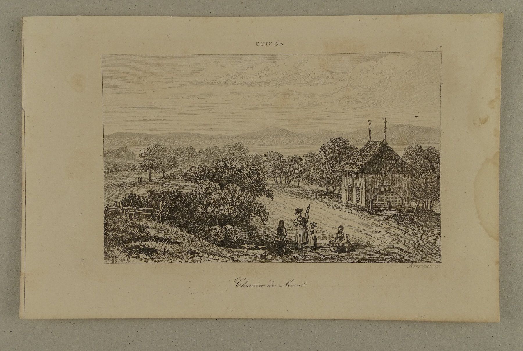 Incisioni: CHARNIER DE MORAT, MURTEN, STAHLSTICH 1838 – Usato da Grüningen venduto da Kartensammler 1