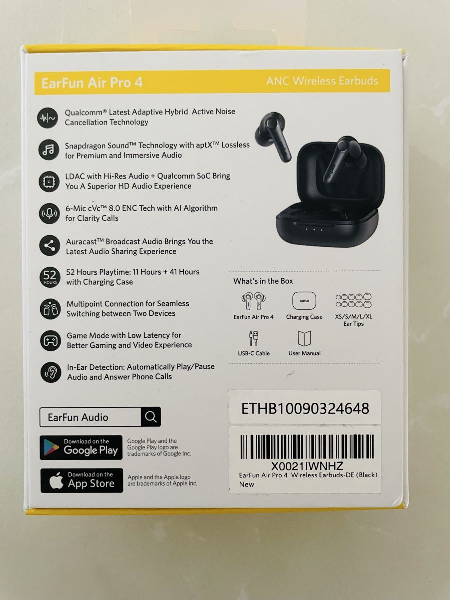 Cuffie: EarFun Air Pro 4 Wireless Earbuds Black New – Nuovo (secondo la descrizione) da Zollikerberg venduto da BS.SM 2