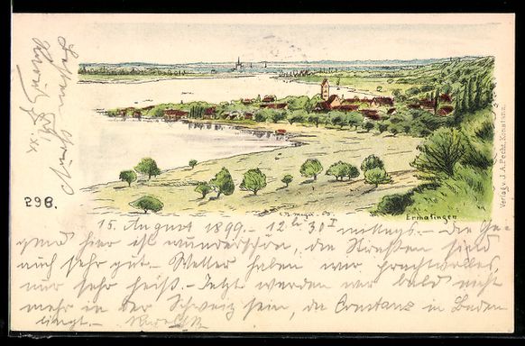 Cartoline postali: Künstler-AK Ermatingen, Panorama, 1899 – Usato da Berlin venduto da bartko-reher