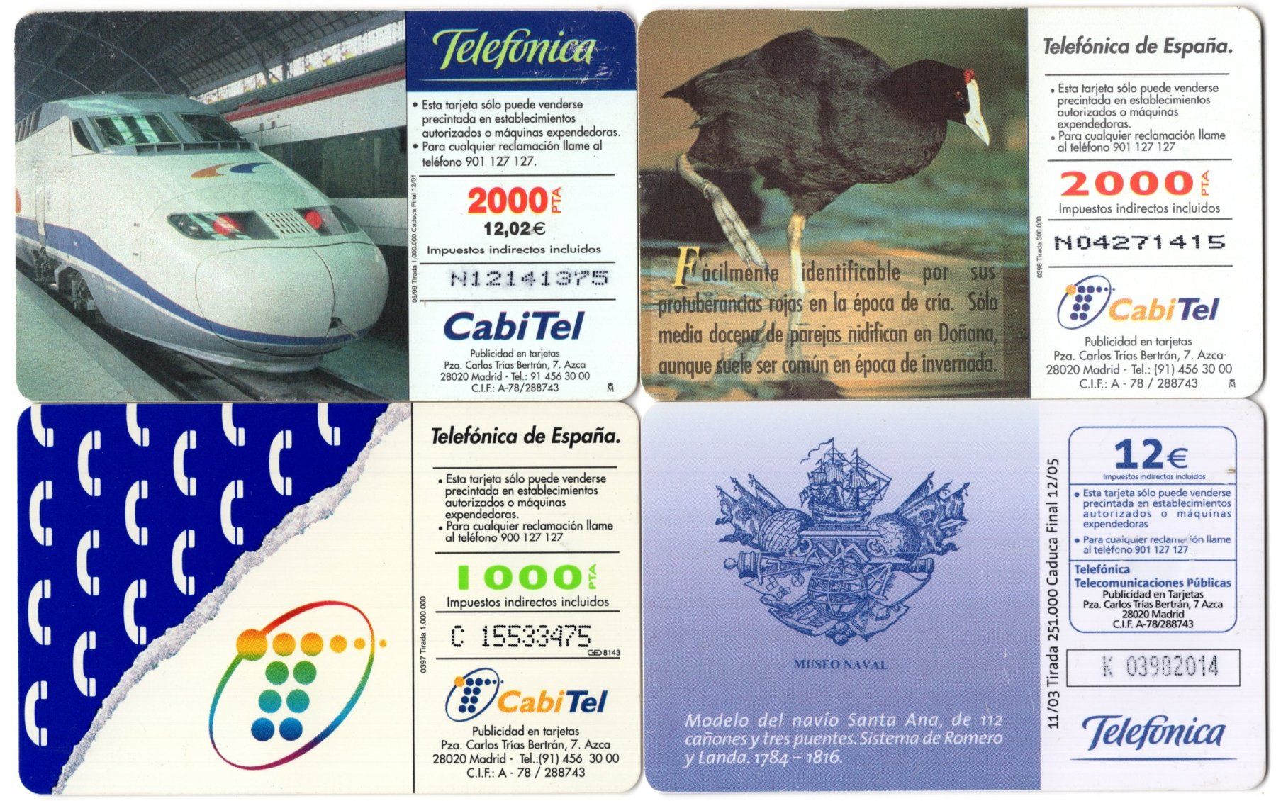Schede telefoniche: 4 diverse Motiv Telefonkarten von SPANIEN – Usato da Eglisau venduto da Chperfins 1