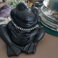 Garten Deko Zeit:  Schwarzer Frosch  H-20cm