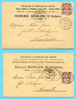2 versch.  Pks St. Sulpice 1897 - Absender: Honoré Bühler