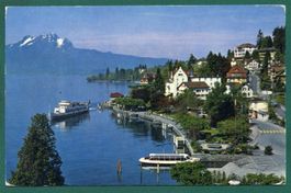 Weggis, 1973, Kurort, Promenade mit Pilatus, gelaufen