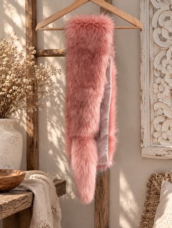 Kunstfell Schal in Rosa mit Schlitz, guter Zustand