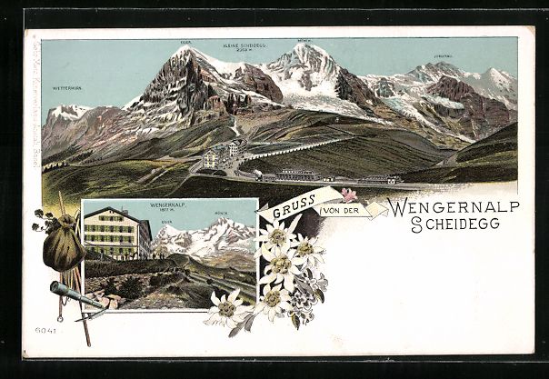 Cartes postales: Litho Wengernalp-Scheidegg, Panorama mit – D'occasion à Berlin par bartko-reher
