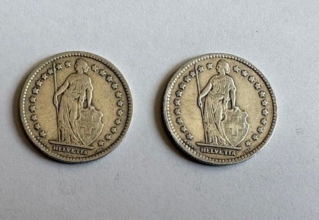 Tutti le monete: 2 x 1 Franken Münze – Usato da Zürich venduto da T62om 1