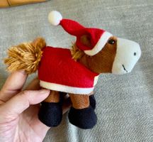 Plüsch Pferd Taschenanhänger Nikolaus guter Zustand