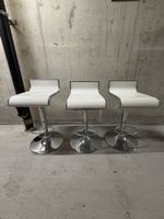 3 Barhocker weiss Chrom höhenverstellbar gebraucht
