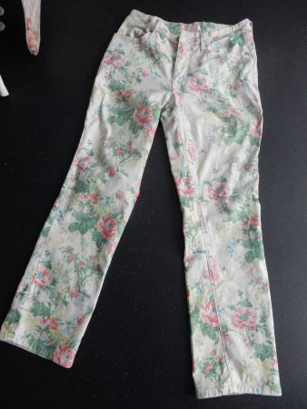 Blumen Rosen Hose Jeans Stretch 40 von Bonita
