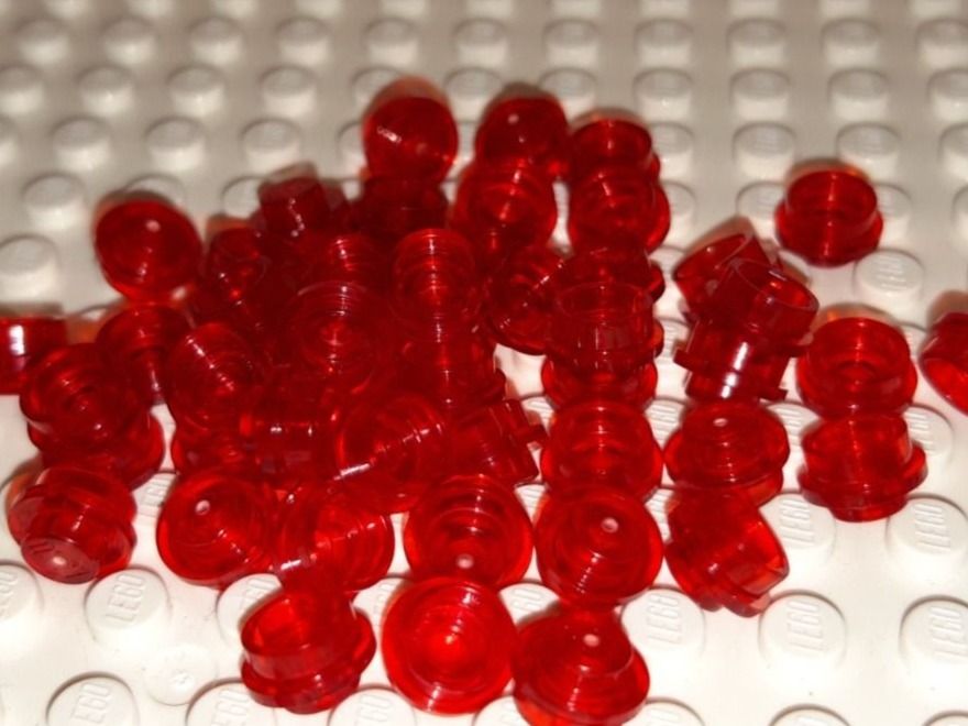 Lego 50 Stk. Plate 1x1 rund transparentes rot (Neu (gemäss Beschreibung ...