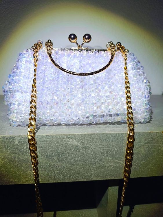 ZGDEIWGF 1 sac à bandoulière unique, 1 chaîne de perles, sac brillant