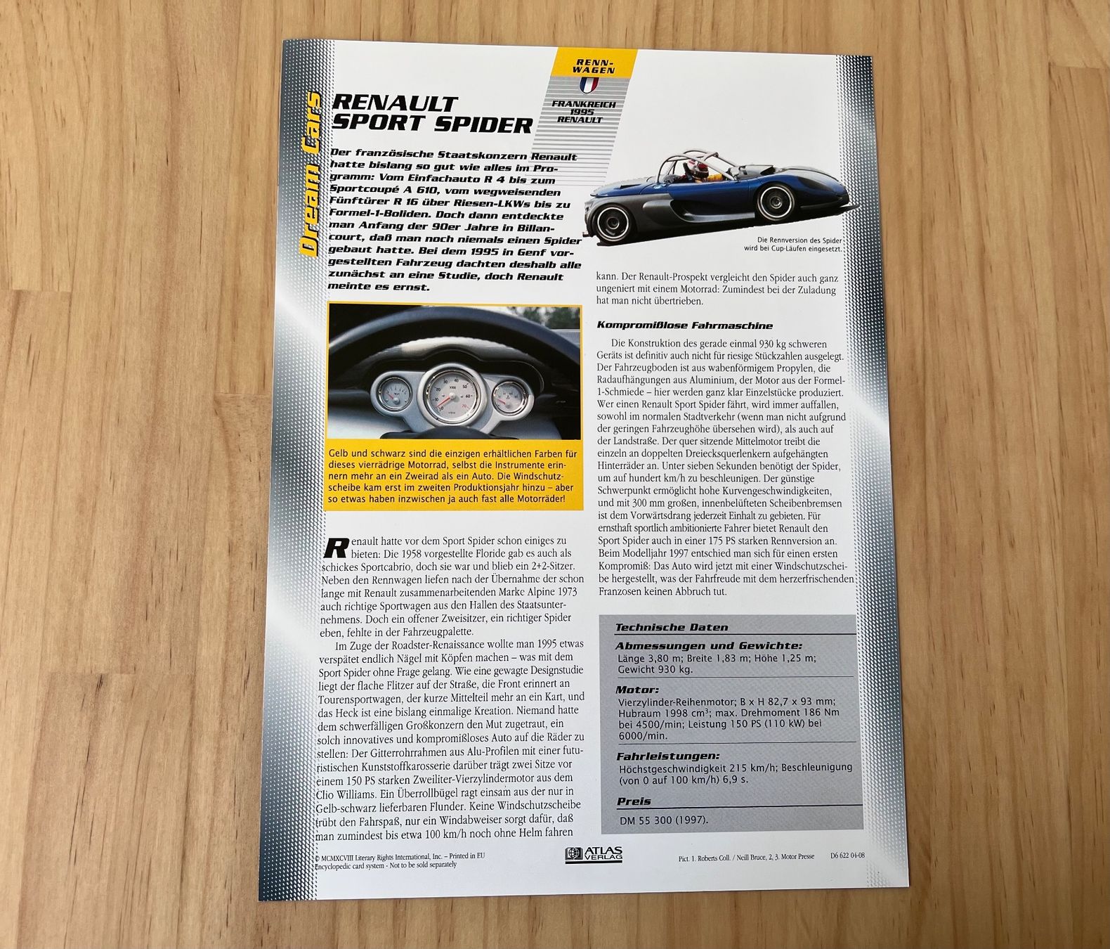 Renault Dokumente: RENAULT SPORT SPIDER Einzelblattprospekt – Gebraucht aus Münchenbuchsee von Volver64 1