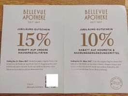 Lot de 2 bons  Bellevue Apotheke Zürich