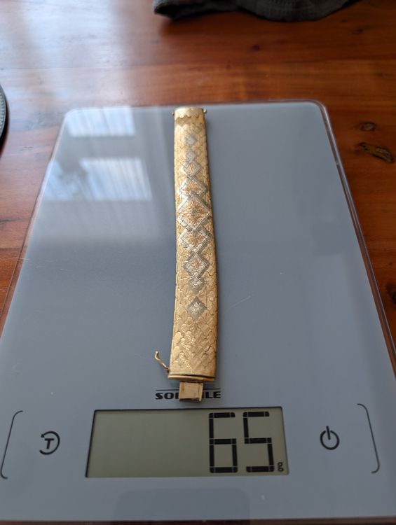 Goldarmband 750, 65 Gramm, Vintage Panzerarmband 1