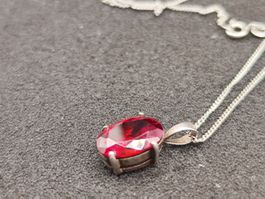 Vintage 925er Silber Anhänger schmuckstein an Kette Top