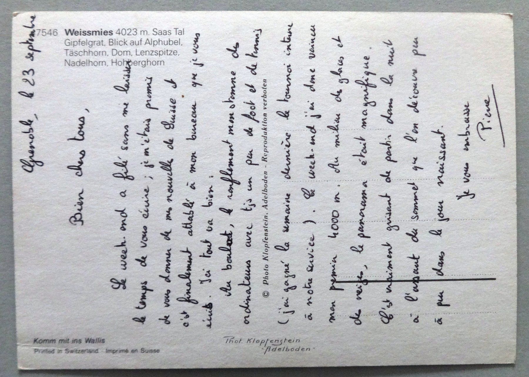 Cartoline postali: Weissmies 4023 m – Difettoso da Fétigny venduto da Billy2miny 1