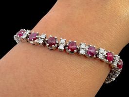 Rubine 5.5c Diamanten 1.3c Tennis Armband 18k 17.8cm *S1522