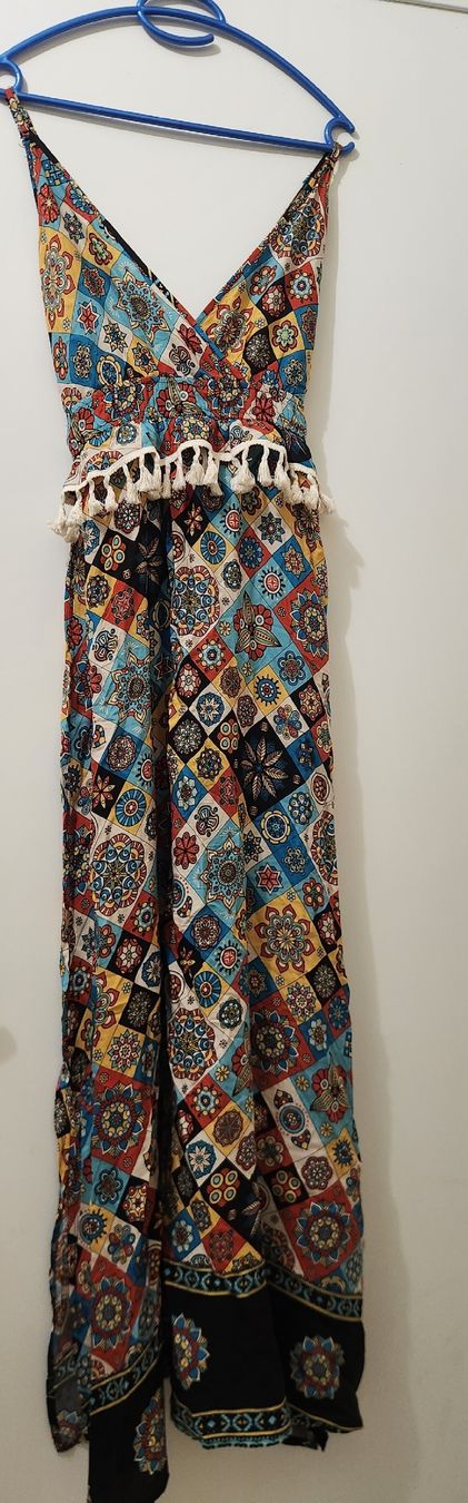 Vestiti: Robe longue imprimée multicolore avec franges T.M – Nuovo (secondo la descrizione) da Niedergösgen venduto da Eva2410 4
