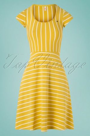 BLUTSGESCHWISTER herziges Sommer-Kleid Streifen gelb Gr.XS