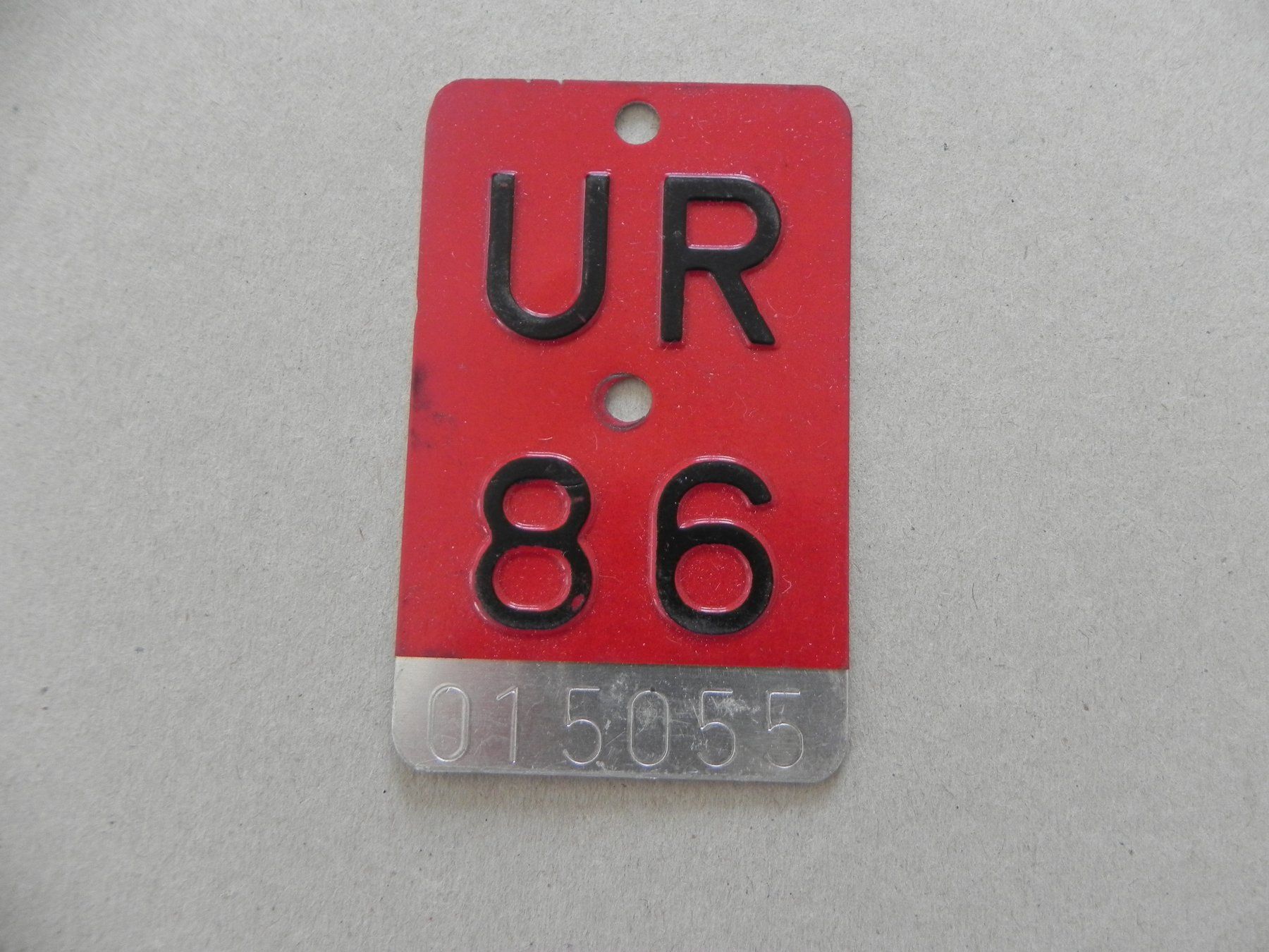 Schilder: Velonummer Rad Velo Nummer UR 86 Uri 1986 Geschenk – Gebraucht aus Siebnen von krimsie