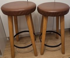 Barhocker mit braunem Leder Sitz gebraucht