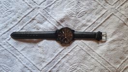 Armbanduhr Quartz schwarz Lederarmband neuwertig