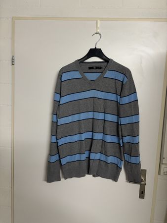 Herren Pullover gestreift grau/blau Grösse L guter Zustand