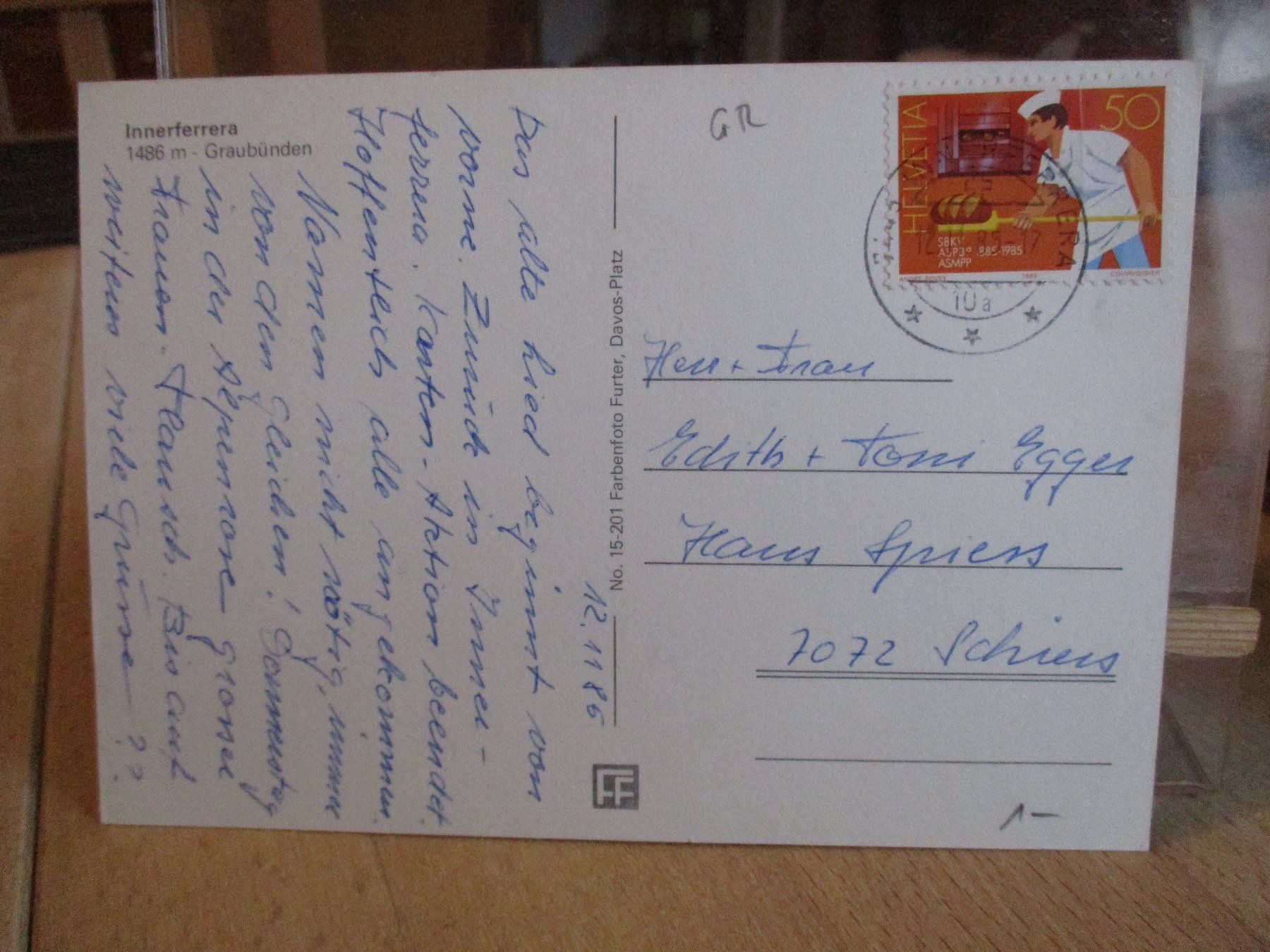 Ansichtskarten: Innerferrera Postkarte  1986  2 – Gebraucht aus Felsberg von sanwill 1