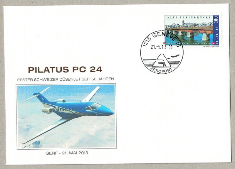 Alle Briefmarken: Pilatus PC 24, Genf  - 21. Mai 2013 – Gebraucht aus Bonstetten von Pinguin75