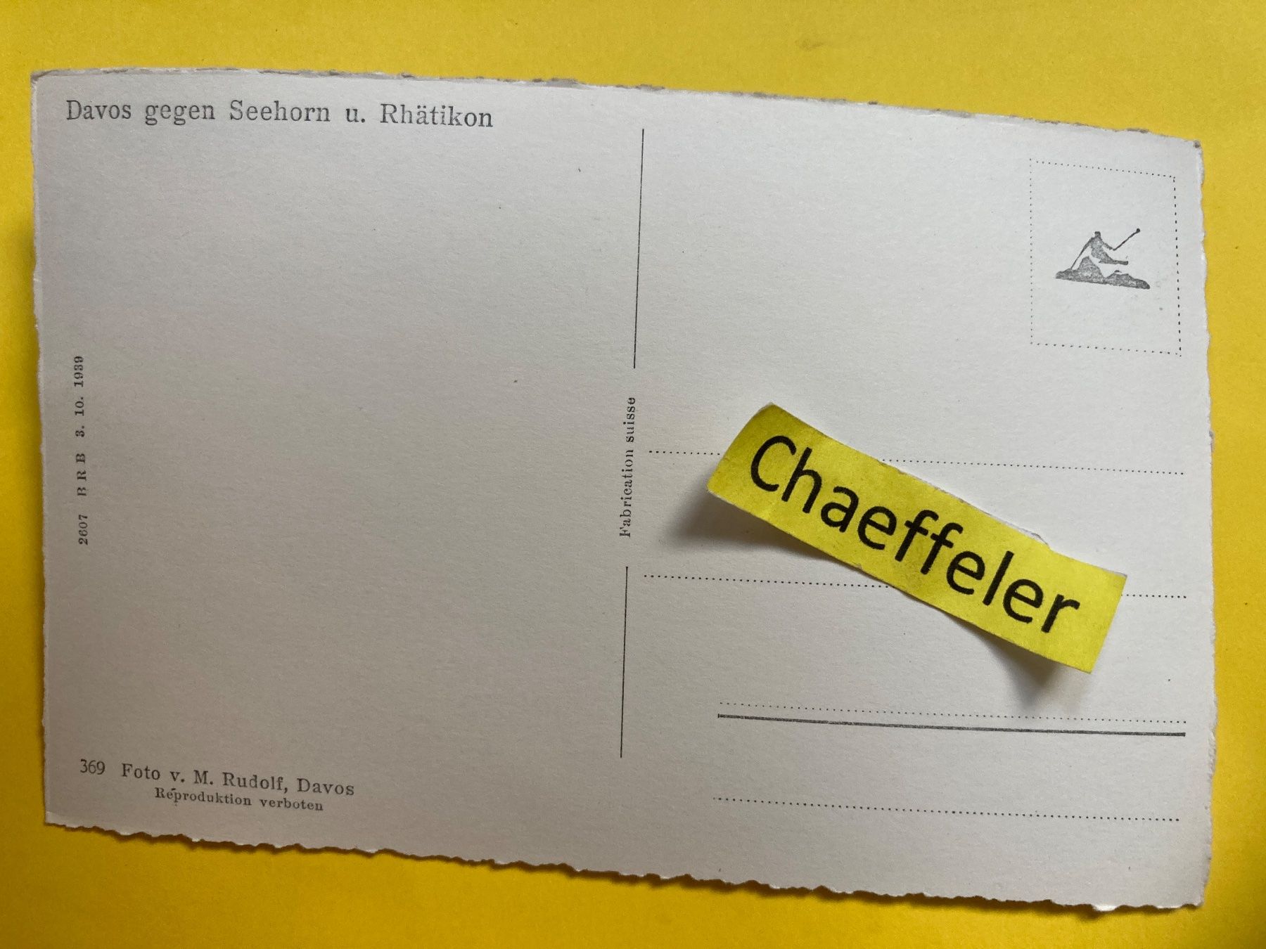 Cartoline postali: Davos gegen Seehorn u. Rhätikon – Usato da Zürich venduto da Chaeffeler 1