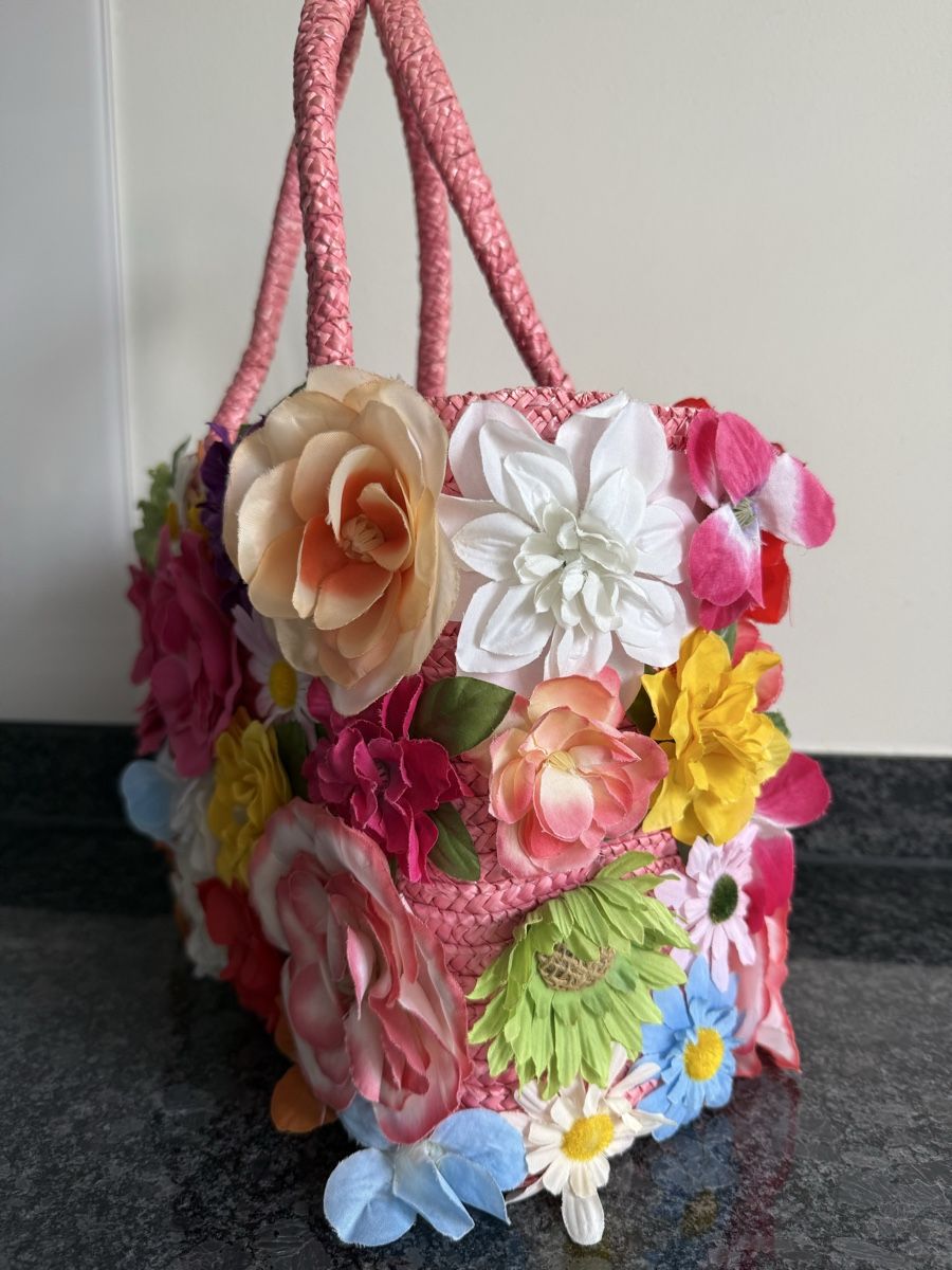 Taschen für Damen: Tasche Korbtasche Sommerblumen pink – Gebraucht aus Zug von Namago 2