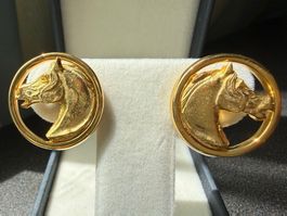 ✨Vintage goldfarbene Ohrringe Pferd Kreisform