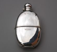 ANTIKER FLACHMANN LONDON 1899 TASCHENFLASCHE 925 SILBER