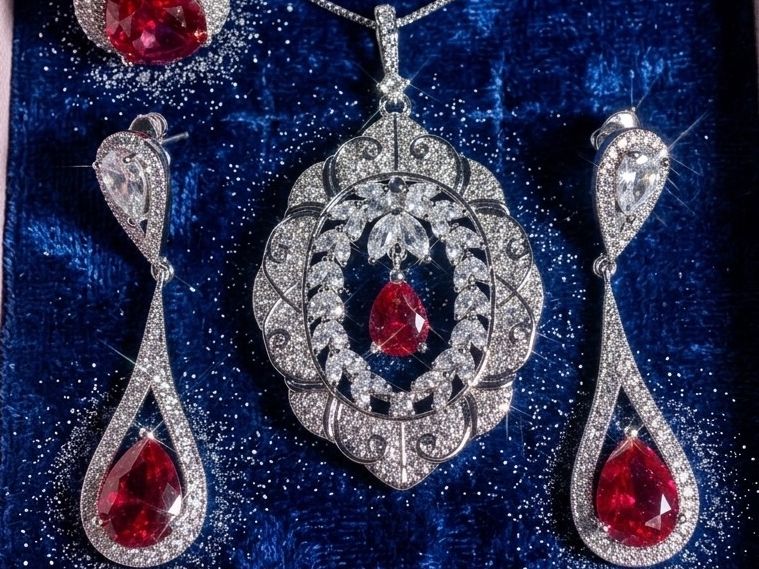 Altri gioielli: Parure bijoux Rouge – Nuovo e nell'imballaggio originale da St-Maurice venduto da Sandrinette123