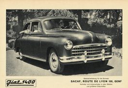 Fiat Modell 1400 Limousine 1950, Original-Reklameblatt