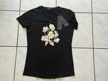 T-shirt Yes Zee da donna nera nuova 