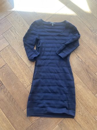 Robe courte Mango bleu foncé texture rayée taille M